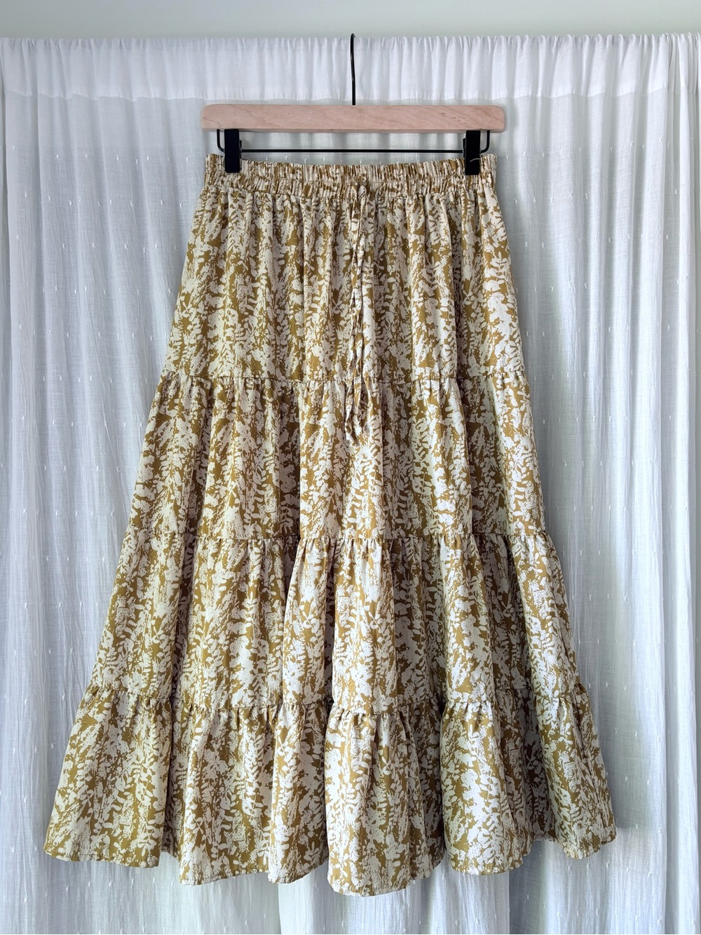 Tiered Maxi Skirt in Mustard and Cream